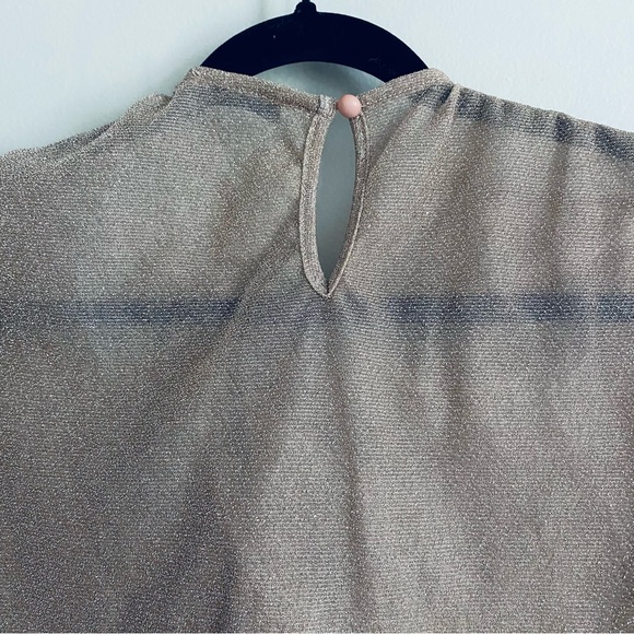 SHEIN Women's Light Mauve Pink Sheer Short Sleeve Blouse Top w. Bow Size Medium - Picture 6 of 6